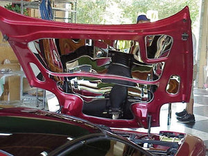 1997-2004 C5Z06 CORVETTE - C5 HOOD PANEL INSERTS 5PC  POLISHED STAINLESS STEEL  C5Z06 PLAIN & POLISHED HOOD PANEL