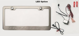 CUSTOM LICENSE PLATE FRAME WITH CHALLENGER LETTERING | CHOOSE VINYL OR LED COLOR