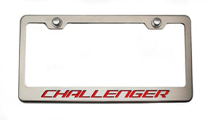 CUSTOM LICENSE PLATE FRAME WITH CHALLENGER LETTERING | CHOOSE VINYL OR LED COLOR