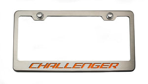 CUSTOM LICENSE PLATE FRAME WITH CHALLENGER LETTERING | CHOOSE VINYL OR LED COLOR