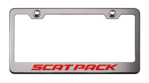 CUSTOM LICENSE PLATE FRAME WITH "SCAT PACK" LETTERING | CHOOSE VINYL OR LED COLOR