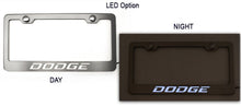 Load image into Gallery viewer, CUSTOM DODGE LICENSE PLATE FRAME | STAINLESS STEEL, CHOOSE VINYL/LED COLOR
