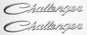 CHALLENGER - 'CHALLENGER' SCRIPT STYLE SIDE FENDER EMBLEM BADGE 2PC | STAINLESS STEEL, CHOOSE FINISH