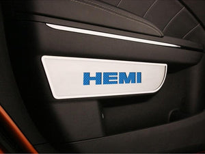 2011-2013 CHARGER/CHRYSLER 300 - FRONT DOOR BADGES W/HEMI INLAY 2PC | BRUSHED STAINLESS, CHOOSE INLAY COLOR