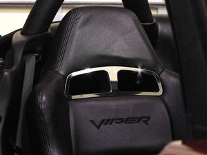 2003-2010 DODGE VIPER - SPORT SEAT TRIM PLATES WITH VIPER HEAD LOGO 2PC | STAINLESS STEEL