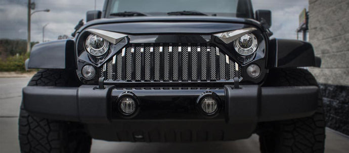 2007-2018 JEEP WRANGLER JK W/GLADIATOR GRILLE - FRONT LOWER CHROME MESH GRILLE | STAINLESS STEEL