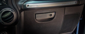 2007-2018 JEEP WRANGLER JK/JKU - GLOVE BOX HANDLE TRIM | BRUSHED STAINLESS STEEL