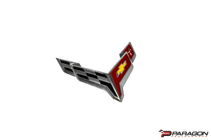 C8 CORVETTE CHROME FRONT FLAG EMBLEM OEM GM