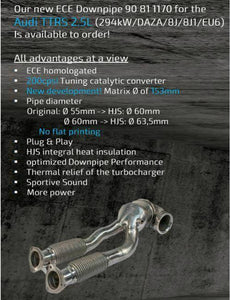 Audi TT RS / RS3 (2.5 Liter) HJS Euro 6 Sport Catalytic Converter Downpipe