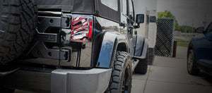 2007-2018 JEEP WRANGLER JK/JKU - SAFARI TAIL LIGHT COVERS | STAINLESS STEEL, CHOOSE FINISH | BLACK POWDER COAT