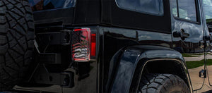 2007-2018 JEEP WRANGLER JK/JKU - US FLAG TAIL LIGHT COVERS | STAINLESS STEEL, CHOOSE FINISH | BLACK POWDER COAT