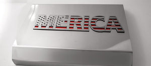 MERICA POLISHED STAINLESS EMBLEM 1PC | STAINLESS STEEL, CHOOSE FINISH/COLOR INLAY | POLISHED