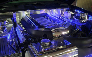 2010-2014 MUSTANG GT - ILLUMINATED ENGINE SHROUD KIT 9PC | POLISHED/BRUSHED STAINLESS, CHOOSE LED COLOR