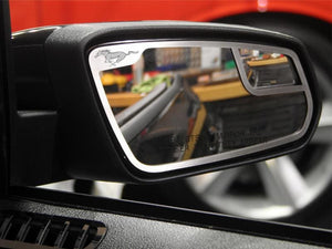 2011-2012 MUSTANG - SIDE VIEW MIRROR TRIM PONY STYLE 2PC | BRUSHED STAINLESS STEEL