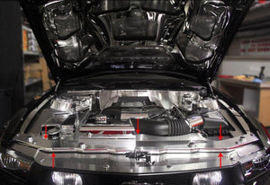 2010-2012 MUSTANG GT - ILLUMINATED RADIATOR COVER | PERFORATED STAINLESS STEEL, CHOOSE LED COLOR