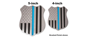 POLICE SHIELD EMBLEM 5" OR 4" 1PC | STAINLESS STEEL, CHOOSE FINISH & SIZE | 5-INCH POLISHED