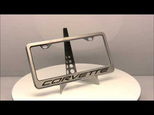 Load and play video in Gallery viewer, 2001-2004 C5/Z06 CORVETTE - LICENSE PLATE FRAME W/Z06 INLAY | BRUSHED STAINLESS
