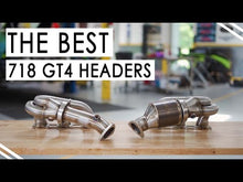 Load and play video in Gallery viewer, Fabspeed Porsche 718 GT4 / GTS / Spyder RENNKRAFT® Modular Street and Racing Headers with HJS Catalytic Converters (2020+)
