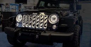 2007-2018 JK JEEP WRANGLER FRONT GRILLE INSERT - AMERICAN FLAG STYLE | STAINLESS STEEL FINISH