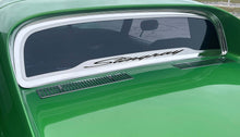 Load image into Gallery viewer, 1968-1975 C3 CORVETTE COUPE - FLAT BACK REAR WINDOW FRAME POLISHED STINGRAY FONT  CARBON FIBER VINYL INLAY
