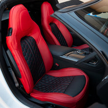 Load image into Gallery viewer, 2014-19 Corvette C7 RED with BLACK HoneyComb Leather Seat Covers Stingray Interior from Kustom Cover (Copy)
