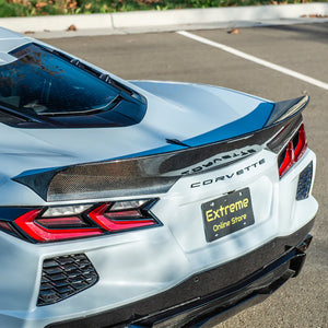 For 20-Up Corvette C8 ABS Plastic Rear Lid Ducktail Wing Spoiler Custom Painted Carbon Fiber