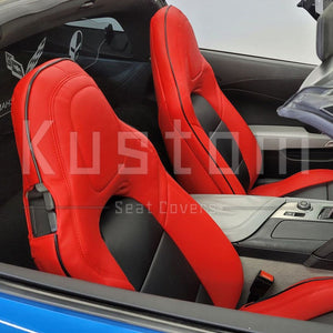 2014-19 Corvette C7 Red with Black Leather Seat Covers from KustomCover