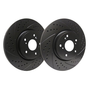 SP Performance 97-04 Corvette Double Drilled and Slotted Rotors With Black ZRC Coating REAR PAIR