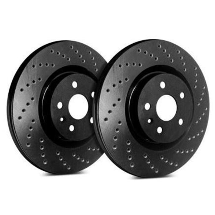 SP Performance 97-04 Corvette REAR PAIR - Cross Drilled Rotors With Black ZRC Coating