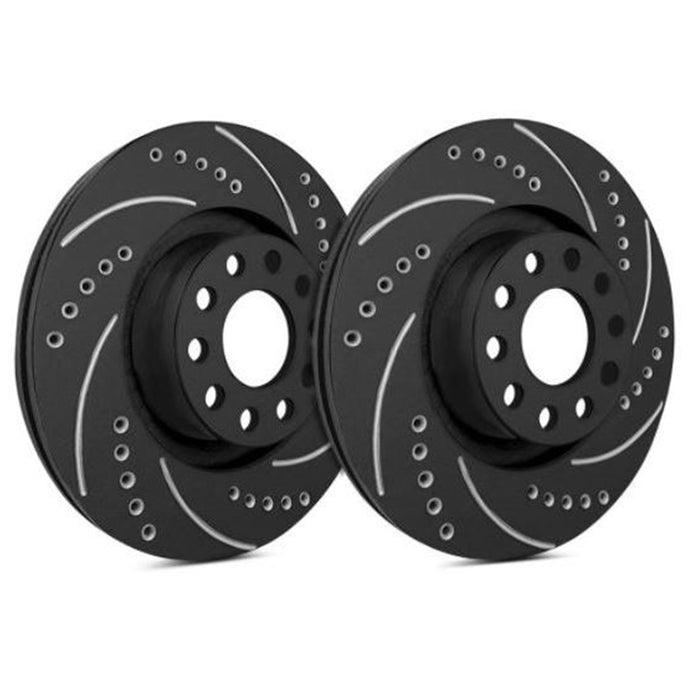 SP Performance 17-19 Corvette Stingray REAR PAIR - Drilled And Slotted Rotors With Black ZRC Coating