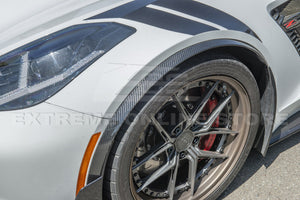 For 14-19 Corvette C7 Factory Style Visible CARBON FIBER SPATS Front Wheel Trim Fender Flares