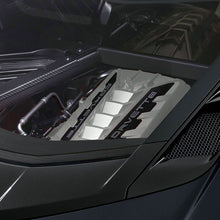 Load image into Gallery viewer, 2020 C8 Corvette Stingray Silver, Engine Cover, 6.2L, Corvette Script Logo, Crossed Flags Logo
