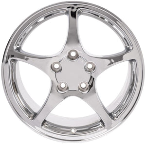 Fits Corvette C5 Rims CV05 18x9.5 Chrome Corvette Wheels SET