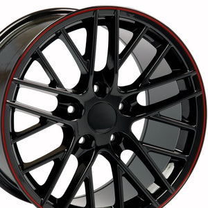 Fits Corvette Wheel C6 ZR1 Rim - CV08B 18x8.5 Black Redline Line Corvette Rim