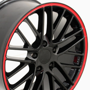 Fits Corvette C6 ZR1 Rims CV08B 18x8.5 Black Redline Corvette Wheels SET