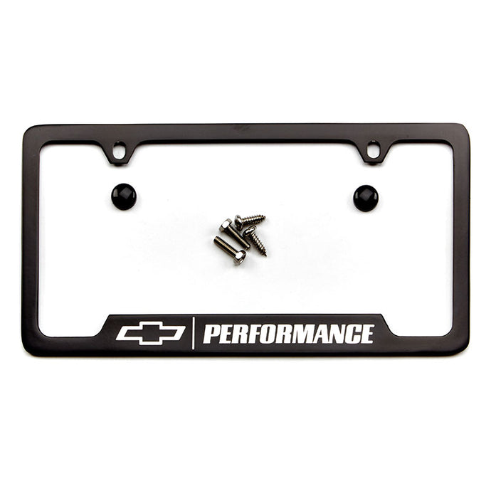 2020 C8 Corvette License Plate Frame, Black With Chrome Chevrolet Performance Logo, Lower