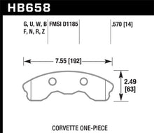 Load image into Gallery viewer, 2006 - 2013 C6 Z06 Grand Sport Hawk HPS Street One Piece Brake Pads - Front HB658F570
