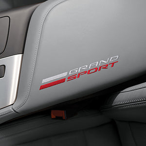 C7 C7 Corvette Grand Sport Grey Leather Console Lid With Embroidered Grand Sport Logo