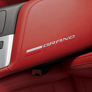 C7 Corvette Grand Sport Adrenaline Red Leather Console Lid With Embroidered Grand Sport Logo