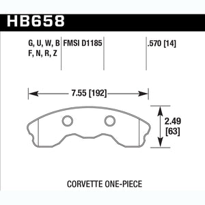 Hawk HP-Plus Performance Brake Pads 2006-13 Corvette Z06 - HB658N.570
