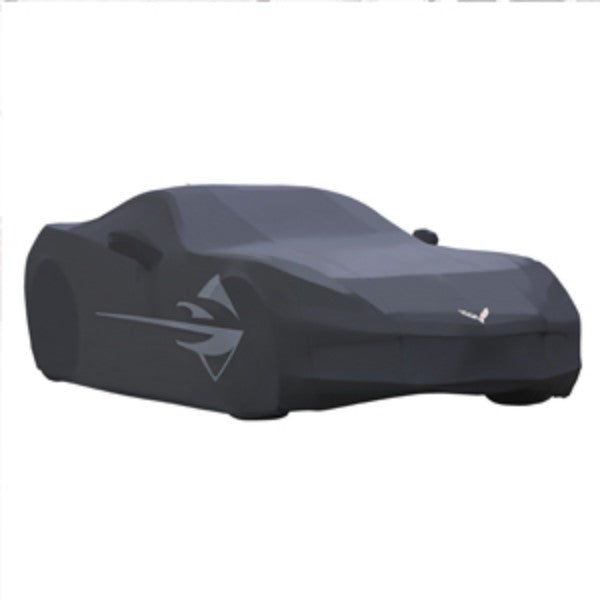 2014 - 2019 C7 Corvette Outdoor Car Cover Black with Large Stingray Fender Logos + Storage Bag