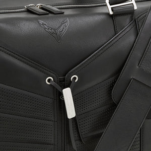 2020 C8 Corvette Stingray Premium Luggage, Jet Black Leather, Crossed Flags Logo, Single