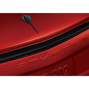 2020 C8 Corvette Stingray Rear Emblem, Corvette Script, Torch Red