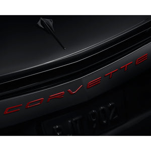 2020 C8 Corvette Stingray Rear Emblem, Corvette Script, Torch Red