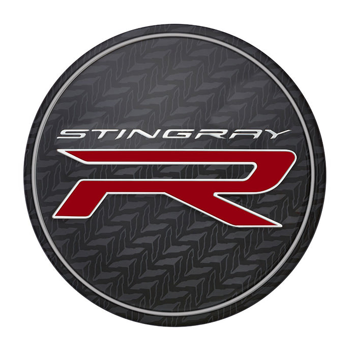 2020 C8 Corvette Stingray Wheel Center Cap, Stingray Racing, Carbon Fiber Crossed Flag, Single