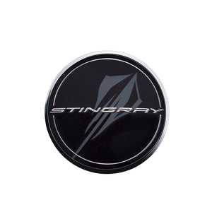 2020 C8 Corvette Stingray Wheel Center Caps, Black With Stingray Logo, Single