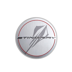 2020 C8 Corvette Stingray Wheel Center Caps, Silver With Stingray Logo, Single