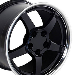Corvette C5 STYLE Wheels Rims for 1988-1996 Corvette or 93-02 Camaro Firebird CV05 DD 18x9.5 Black Corvette Wheels SET from OE Wheels