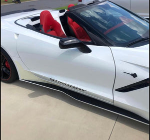 Corvette C7 Z06 Grand Sport Stingray Side Skirts Rocker Panels - Custom Painted - Two Tone Striping
