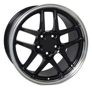 Fits Corvette Wheel C5 Z06 Rim - CV04 17x9.5 Black Corvette Rim